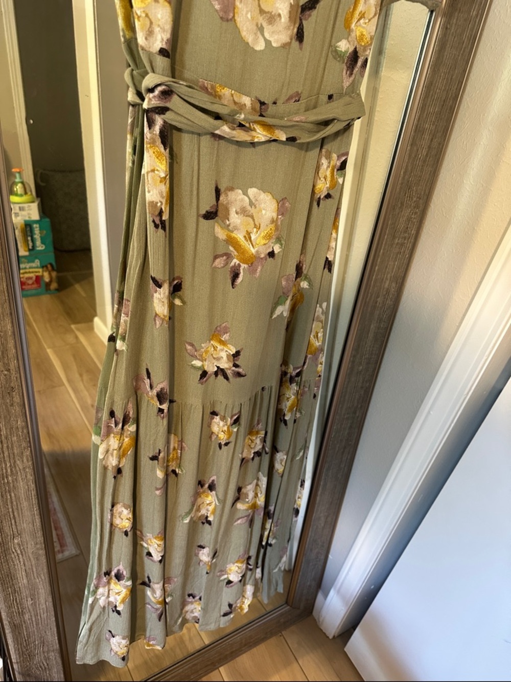 Hem & Thread Olive Green Floral Maxi Dress - Picture 6 of 6